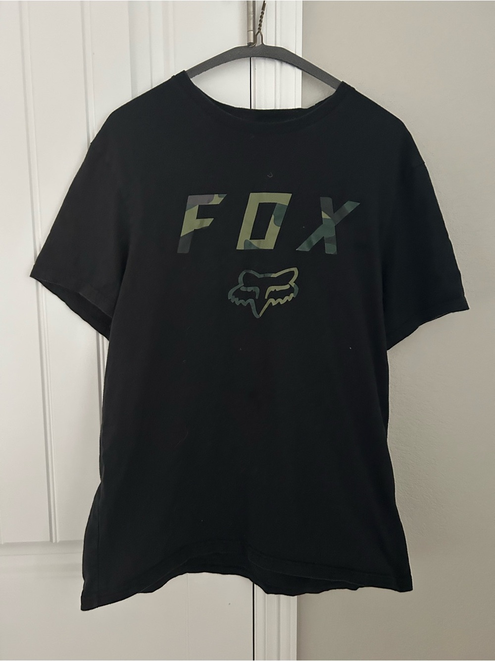 Fox Black T-Shirt with White Logo Print